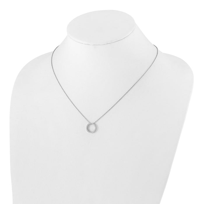 Buy 14K White Gold Diamond Circle Pendant Necklace - Stylish 18 Inch Design-3