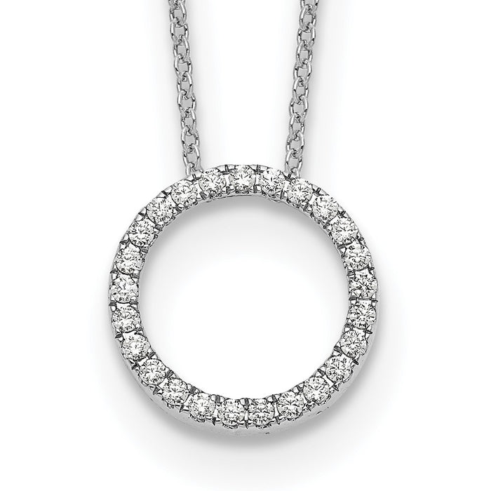 Buy 14K White Gold Diamond Circle Pendant Necklace - Stylish 18 Inch Design-1