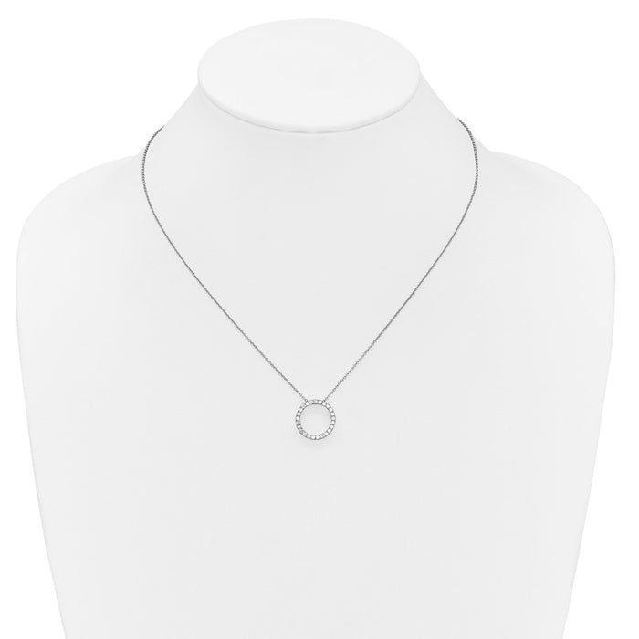 Buy 14K White Gold Diamond Circle Pendant Necklace - 18 Inch, Stylish Value!-3