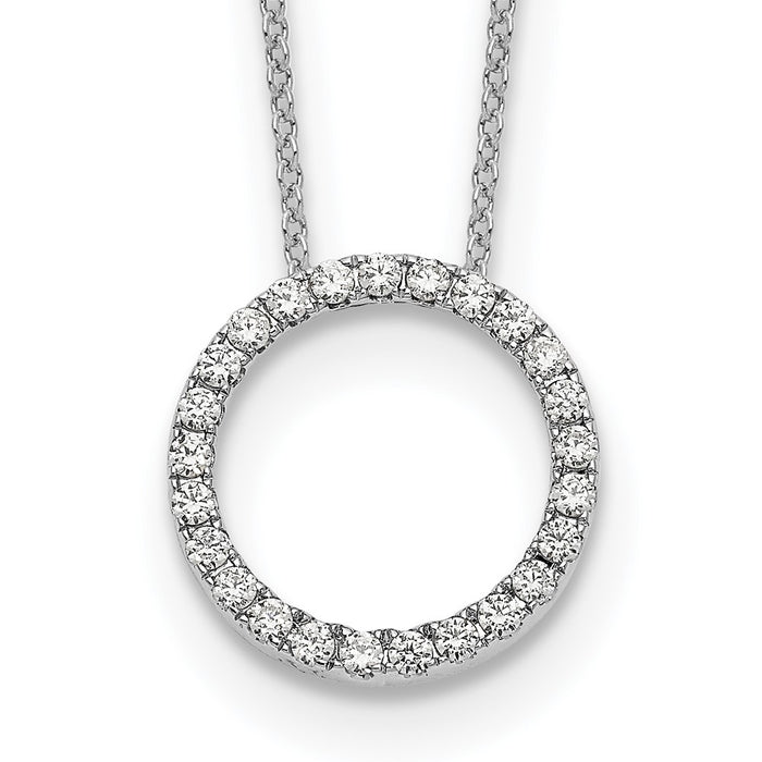 Buy 14K White Gold Diamond Circle Pendant Necklace - 18 Inch, Stylish Value!-1
