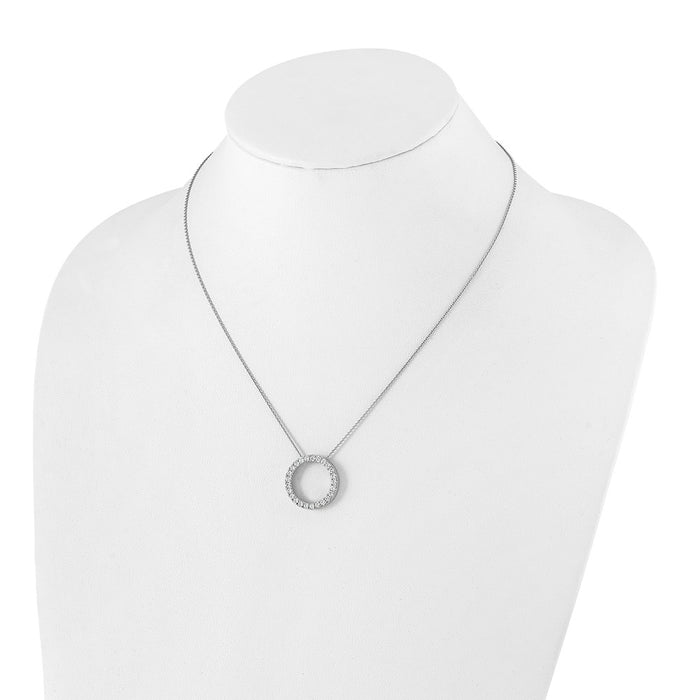 Buy 14K White Gold Diamond Circle Pendant Necklace - 18 Inch, Stylish Value!-3