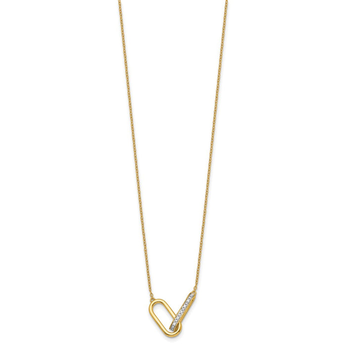 Shop Exclusive 14K Gold Polished Diamond-Studded Link Necklace - Stylish Value!-2