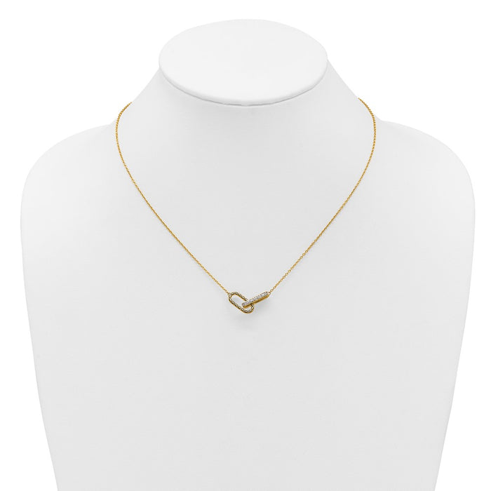 Shop Exclusive 14K Gold Polished Diamond-Studded Link Necklace - Stylish Value!-3