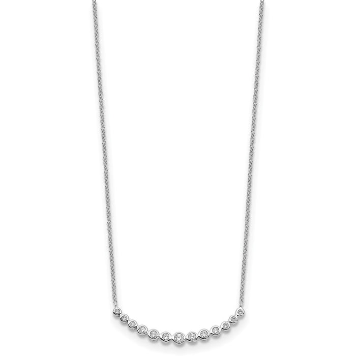 Exclusive 14K White Gold Curved Bar Necklace with Diamonds - Luxury Style!-2