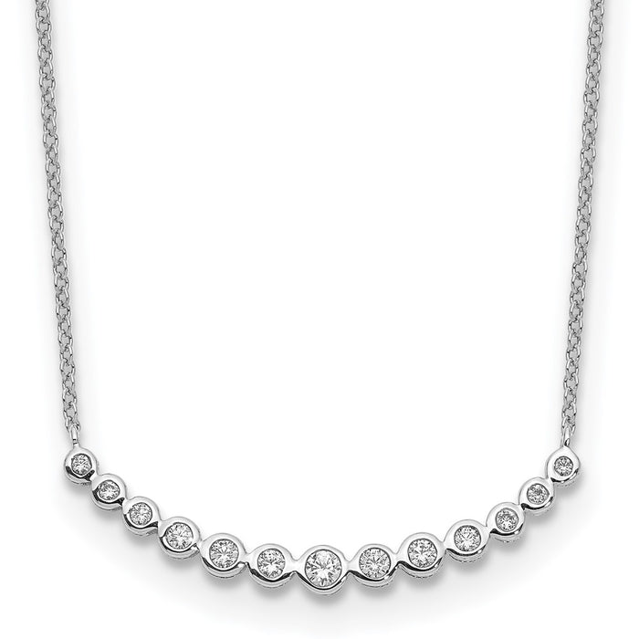 Exclusive 14K White Gold Curved Bar Necklace with Diamonds - Luxury Style!-1