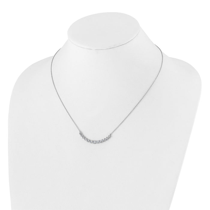 Shop Exclusive 14K White Gold Curved Bar Necklace with Diamonds - Luxury Style-3