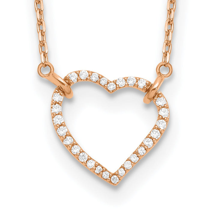 Exclusive 14K Rose Gold Heart Necklace with Diamonds - Stylish & Affordable!-1