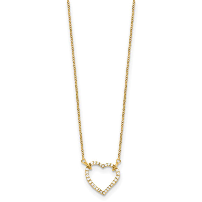 High-Quality 14K Gold Heart Pendant Necklace with Diamonds - Stylish Value!-2