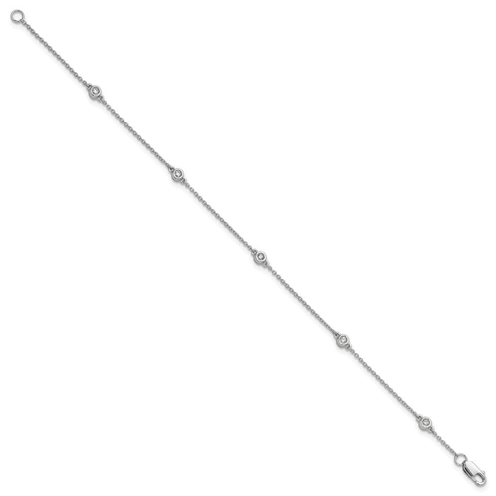 High-quality 14K White Gold Diamond Accent Cable Bracelet - Stylish Value!-2