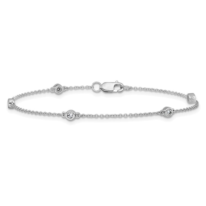 High-quality 14K White Gold Diamond Accent Cable Bracelet - Stylish Value!-3