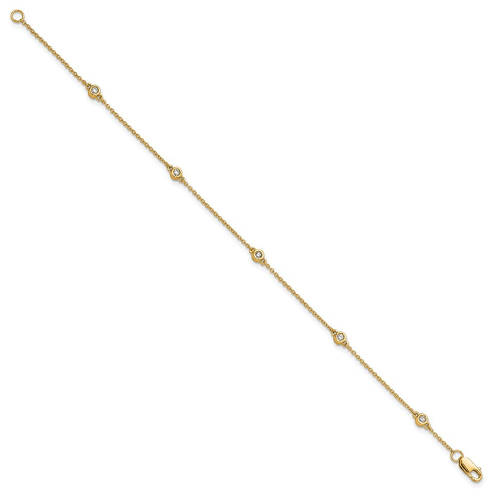 Shop Stylish 14K Gold Diamond Station Cable Bracelet - Affordable Luxury Accessory-2