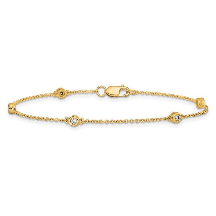 Shop Stylish 14K Gold Diamond Station Cable Bracelet - Affordable Luxury Accessory-3