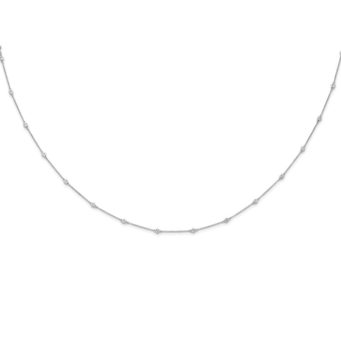 Buy 14K White Gold Diamond Station Cable Chain Necklace - Stylish Luxury Design-3
