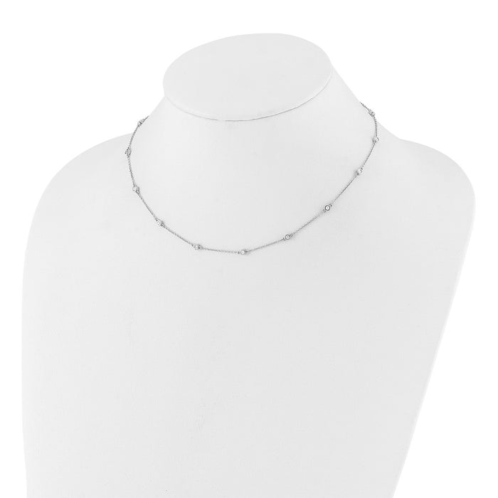 Buy Stylish 14K White Gold Diamond Station Cable Chain Necklace, 18"-4