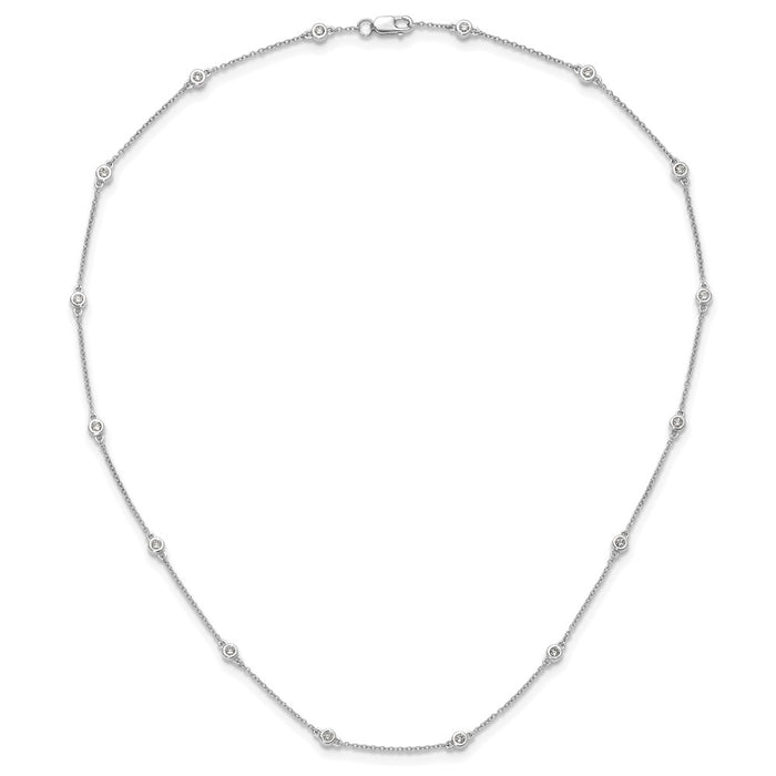Shop Stylish 14K White Gold Diamond Station Cable Chain Necklace - 18" Length-5