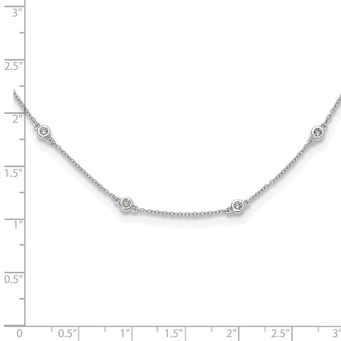 Shop Stylish 14K White Gold Diamond Station Cable Chain Necklace - 18" Length-6