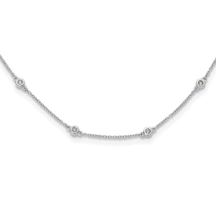 Buy Stylish 14K White Gold Diamond Station Cable Chain Necklace, 18"-1