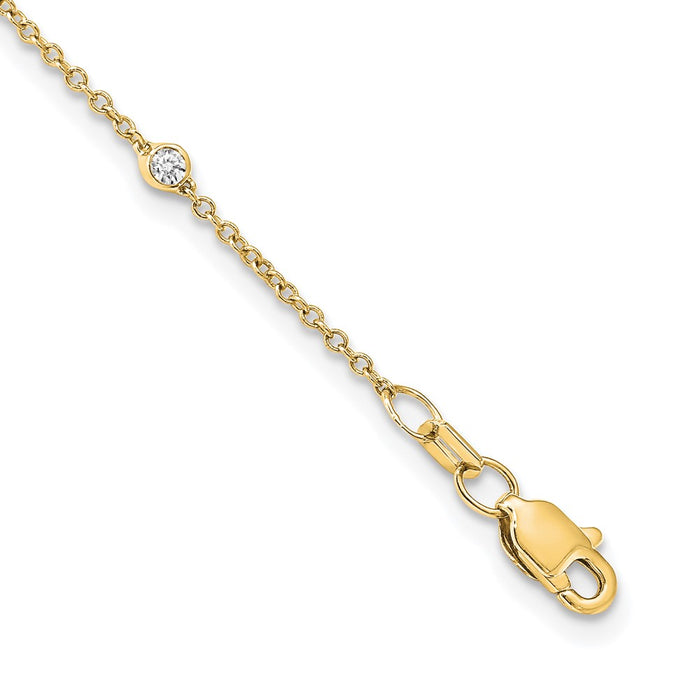 High-Quality 14K Gold Diamond Station Cable Necklace - Stylish & Affordable!-2