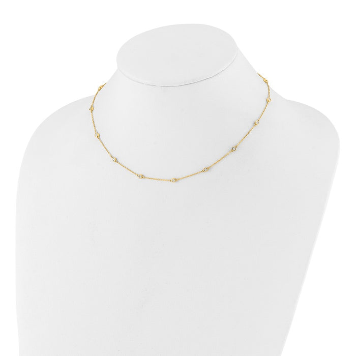 High-Quality 14K Gold Diamond Station Cable Necklace - Stylish & Affordable!-3