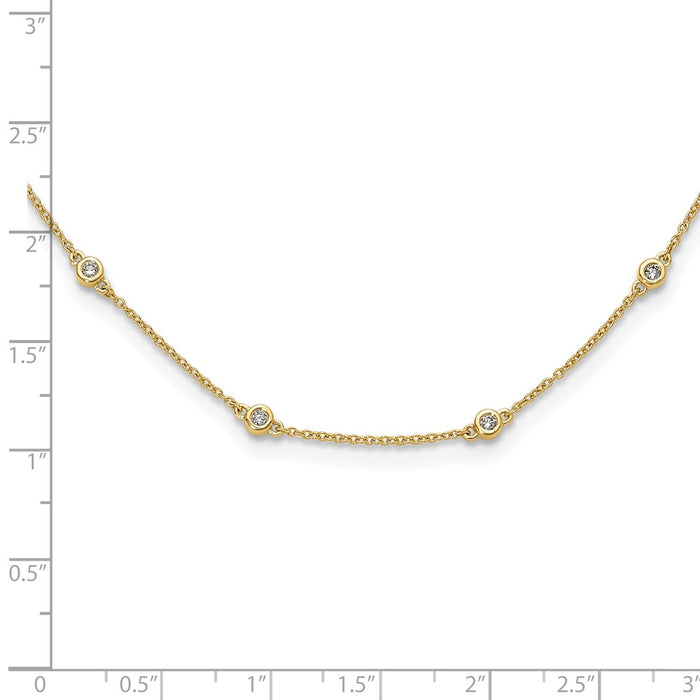 High-Quality 14K Gold Diamond Station Cable Necklace - Stylish & Affordable!-4