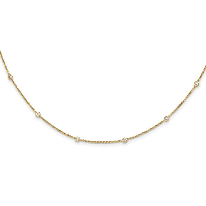 Exclusive 14K Gold Diamond Station Cable Necklace - Stylish & Affordable Luxury-1