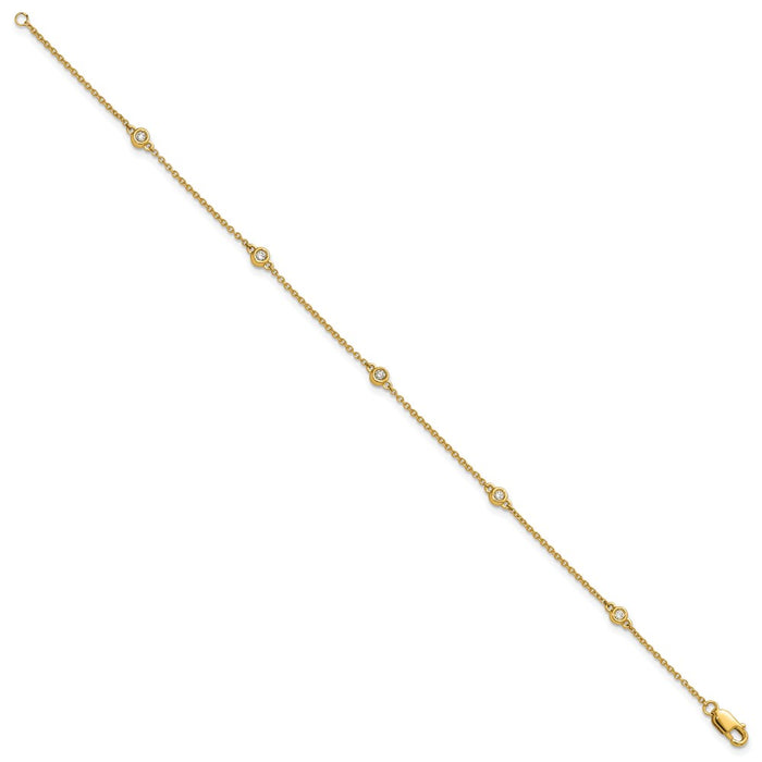 High-Quality 14K Gold Diamond Station Cable Bracelet - Stylish & Affordable!-2