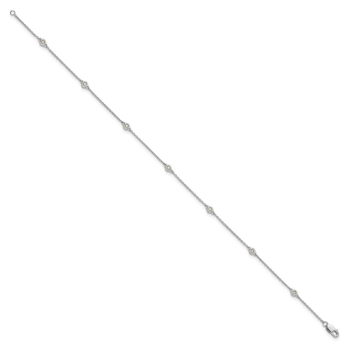 Buy 14K White Gold Diamond-Accented Cable Anklet - Stylish & Affordable Design-2