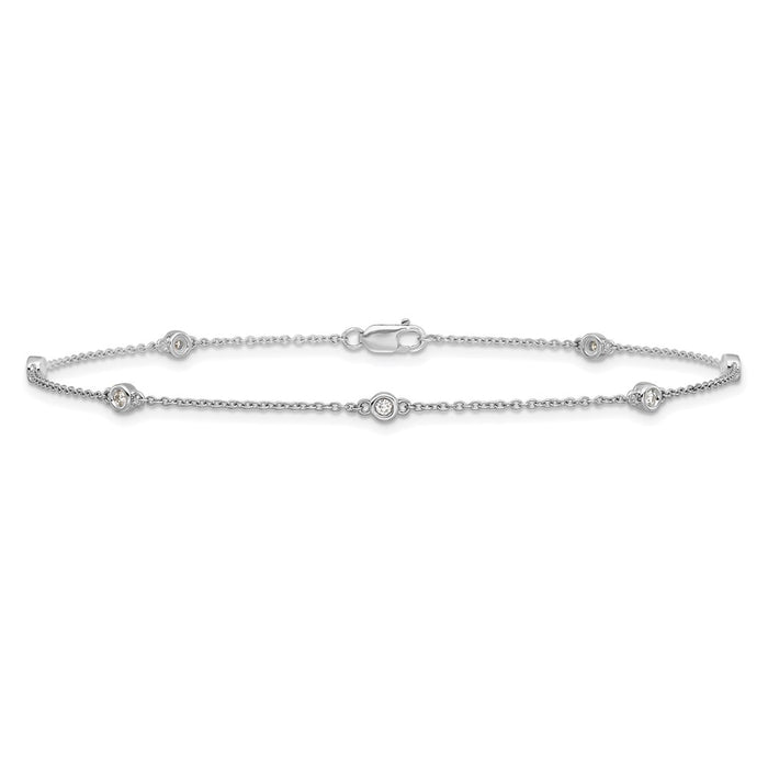 Buy 14K White Gold Diamond-Accented Cable Anklet - Stylish & Affordable Design-3