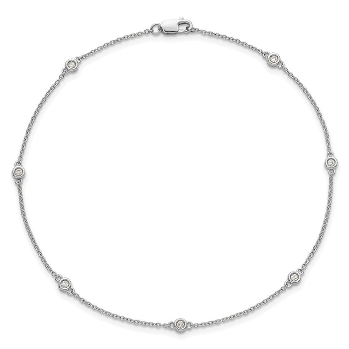Buy 14K White Gold Diamond-Accented Cable Anklet - Stylish & Affordable Design-4