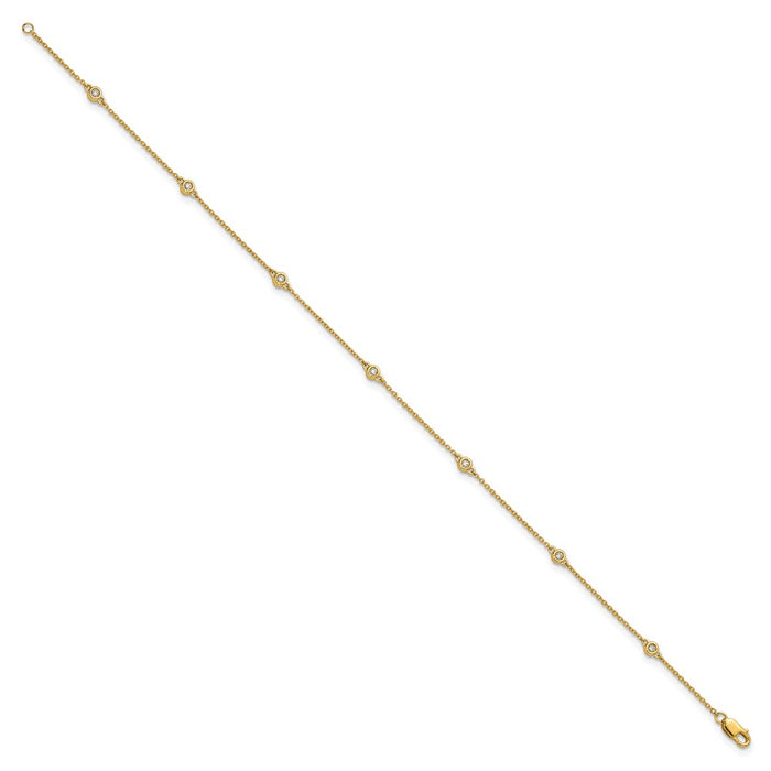 Buy Exclusive 14K Gold Diamond Station Cable Anklet - Stylish & Affordable Charm-2