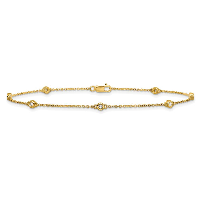 Buy Exclusive 14K Gold Diamond Station Cable Anklet - Stylish & Affordable Charm-3