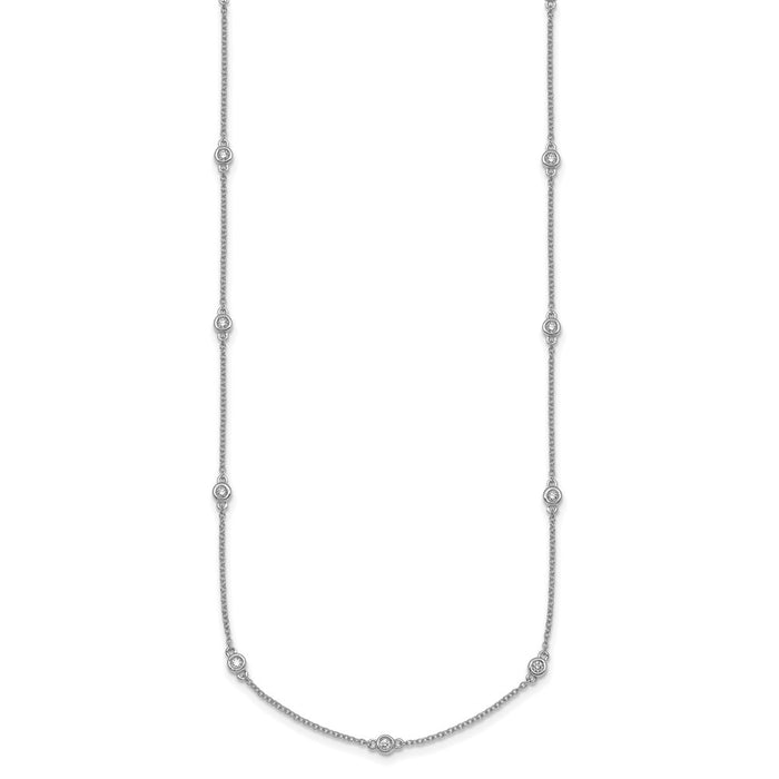 Exclusive 14K White Gold Diamond Station Cable Chain Necklace - Stylish Value-2