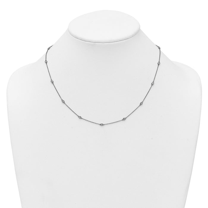 Shop 14K White Gold Diamond Station Cable Chain Necklace - Stylish & Affordable!-3