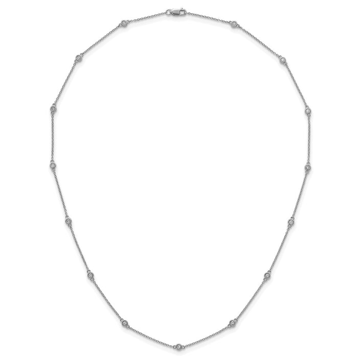 Shop 14K White Gold Diamond Station Cable Chain Necklace - Stylish & Affordable!-4