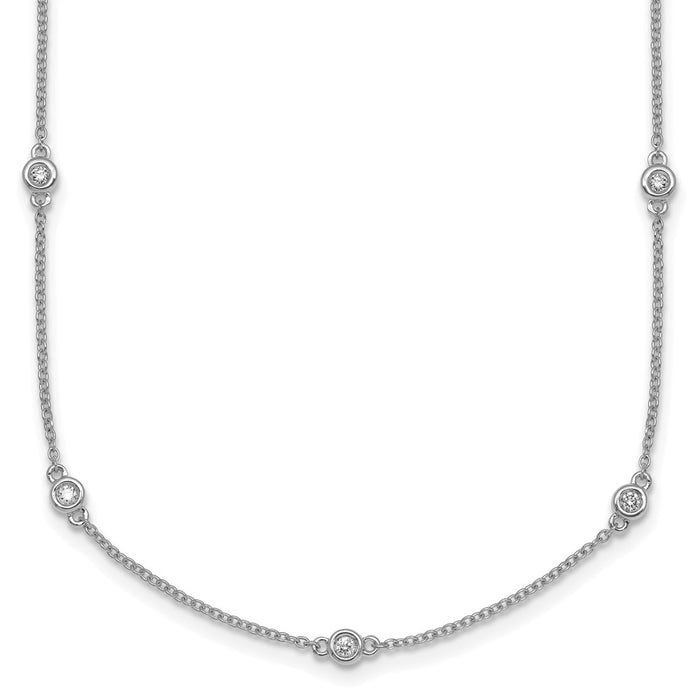 Exclusive 14K White Gold Diamond Station Cable Chain Necklace - Stylish Value-1