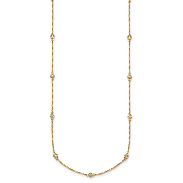 High-Quality 14K Gold Diamond Station Cable Necklace - Stylish Luxury Value-2