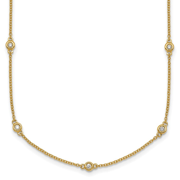 Shop 14K Gold Diamond Station Cable Necklace - Stylish & Affordable Luxury!-1