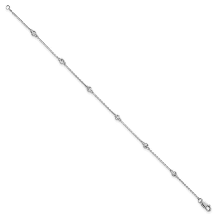 Exclusive 14K White Gold Diamond Station Cable Bracelet - Stylish Luxury Value-2