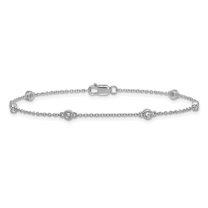 Exclusive 14K White Gold Diamond Station Cable Bracelet - Stylish Luxury Value-3