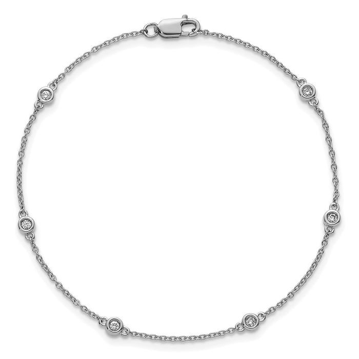 Exclusive 14K White Gold Diamond Station Cable Bracelet - Stylish Luxury Value-4