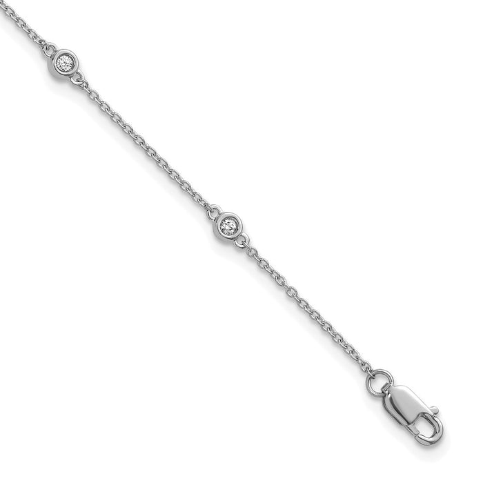 Exclusive 14K White Gold Diamond Station Cable Bracelet - Stylish Luxury Value-1