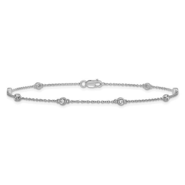 Shop Stylish 14K White Gold Diamond-Studded Cable Anklet - 8.5" Elegance-3