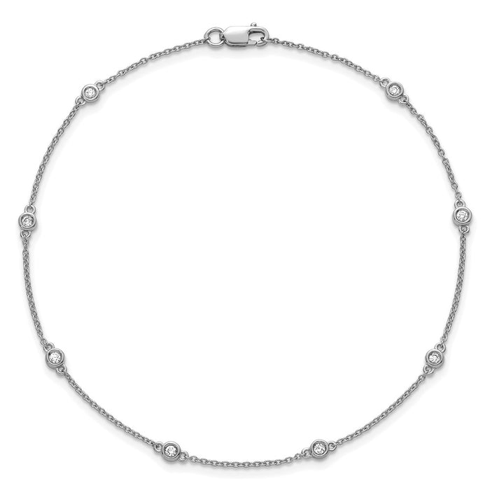 Shop Stylish 14K White Gold Diamond-Studded Cable Anklet - 8.5" Elegance-4