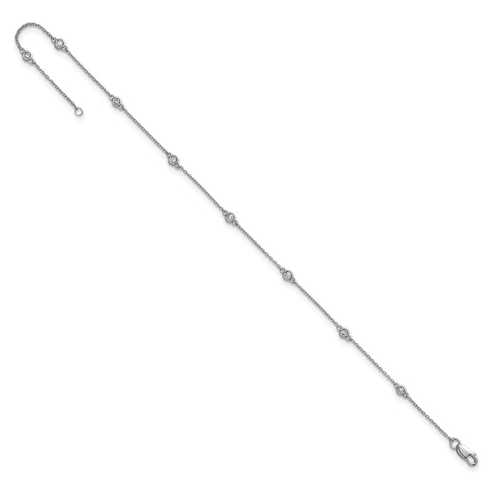Shop Stylish 14K White Gold Diamond-Studded Cable Anklet - 8.5" Elegance-5