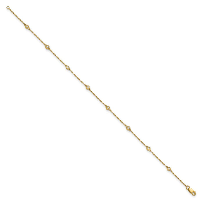 Shop 14K Gold Diamond Station Cable Anklet - Stylish & Affordable Luxury-2