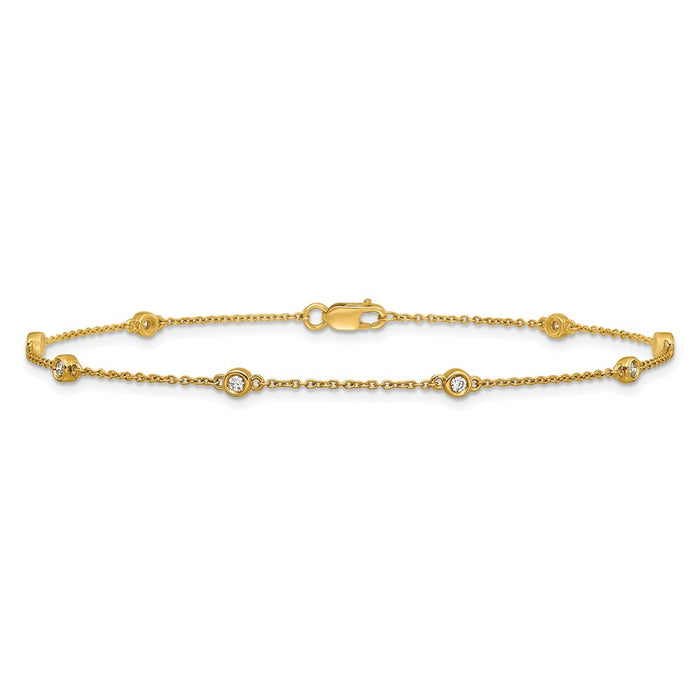 Shop 14K Gold Diamond Station Cable Anklet - Stylish & Affordable Luxury-3