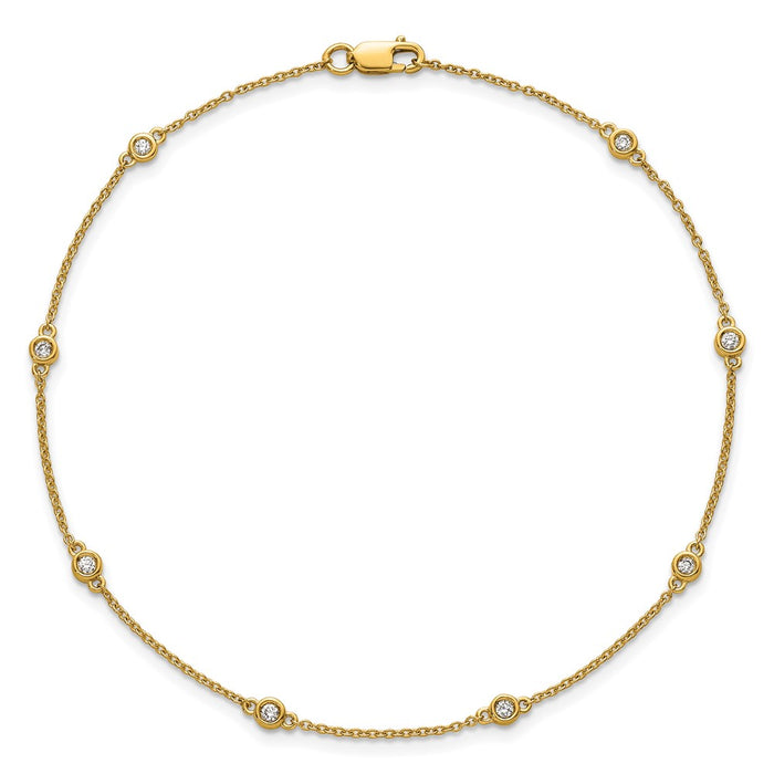 Shop 14K Gold Diamond Station Cable Anklet - Stylish & Affordable Luxury-4