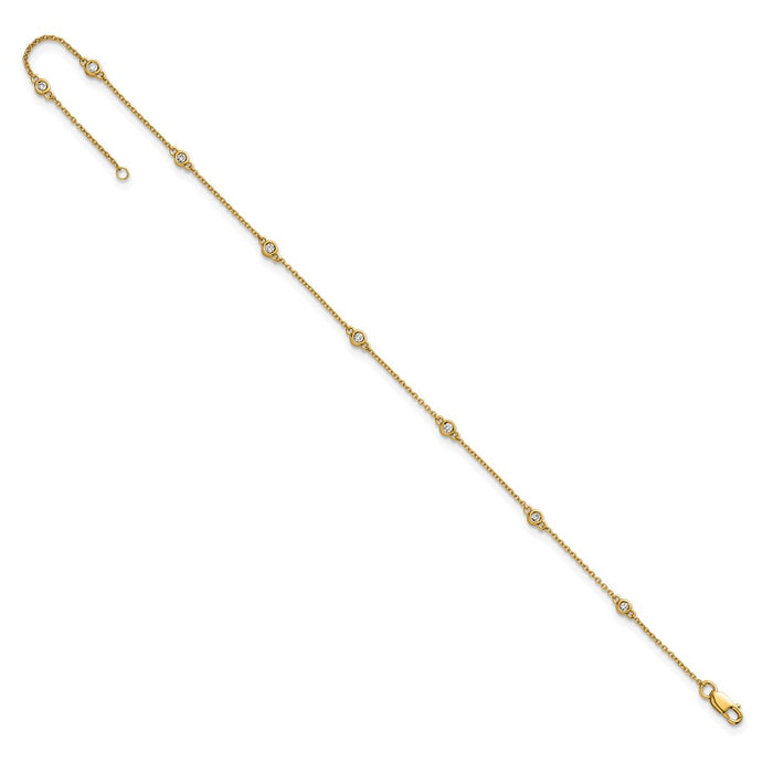 Shop 14K Gold Diamond Station Cable Anklet - Stylish & Affordable Luxury-5