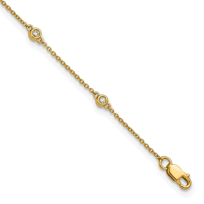 Shop 14K Gold Diamond Station Cable Anklet - Stylish & Affordable Luxury-1