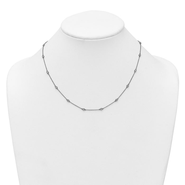 Shop 14K White Gold Diamond Station Cable Chain Necklace - Stylish Luxury Value-3